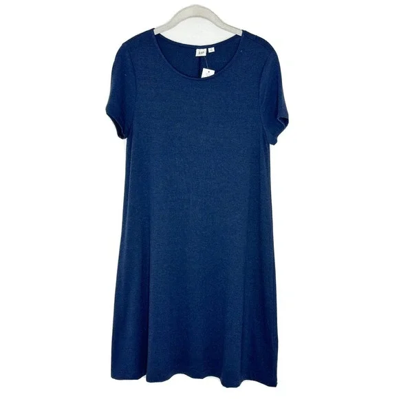 GAP | Dresses | Gap Womens Aline Knit Jersey Short Sleeve Navy Blue Knee  Length Dress Sz M New | Poshmark